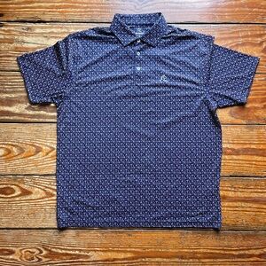The stirred rhoback  Navy Men's Polo Shirt Large